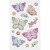 Diamant-Sticker, Schmetterlinge, Blatt 10x16 cm, 1 Bl.