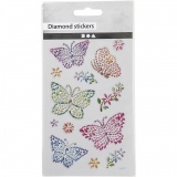 Diamant-Sticker, Schmetterlinge, Blatt 10x16 cm, 1 Bl.