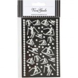 Moosgummi-Sticker, Skiläufer, Blatt 9x14 cm, Größe 5-30 mm, Weiß, 1 Bl.