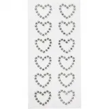 Strass-Herzen, Größe 23x21 mm, Silber, 12 Stk/ 1 Pck