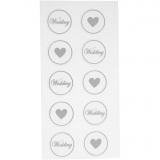 Sticker, Herz-Hochzeit, D 25 mm, Blatt 7,8x15,5 cm, Schwarz, 2 Bl. sort./ 1 Pck