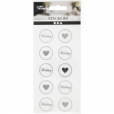 Sticker, Herz-Hochzeit, D 25 mm, Blatt 7,8x15,5 cm, Schwarz, 2 Bl. sort./ 1 Pck