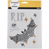 Strassstein-Sticker, RIP und Fledermaus, Blatt 14x17 cm, 1 Bl.