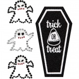 Strassstein-Sticker, Geister und Sarg, Blatt 14x17 cm, 1 Bl.