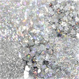 Glitter-/Pailletten-Sortiment, Silber, 6x5 g/ 1 Pck