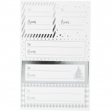 Notiz-Sticker, Blatt 9x14 cm, Größe 42x39+84x29 mm, Silber, Weiß, 4 Bl./ 1 Pck