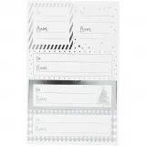 Notiz-Sticker, Blatt 9x14 cm, Größe 42x39+84x29 mm, Silber, Weiß, 4 Bl./ 1 Pck