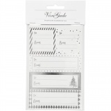 Notiz-Sticker, Blatt 9x14 cm, Größe 42x39+84x29 mm, Silber, Weiß, 4 Bl./ 1 Pck