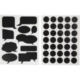Tafel-Sticker, Kreise und Sprechblasen, 14x18 cm, Schwarz, 2 Bl. sort./ 1 Pck