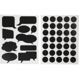 Tafel-Sticker, Kreise und Sprechblasen, Blatt 14x18 cm, Schwarz, 2 Bl. sort./ 1 Pck