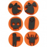 Moosgummi-Stempel, Halloween, D 7,5 cm, Dicke 2,5 cm, 6 Stk/ 1 Pck