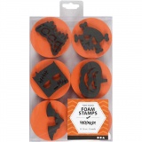 Moosgummi-Stempel, Halloween, D 7,5 cm, Dicke 2,5 cm, 6 Stk/ 1 Pck