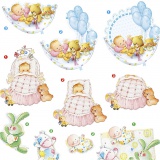 3D-Découpage-Motive, Baby, Blatt 21x30 cm, 4 Bl./ 1 Pck