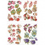 3D-Découpage-Motive, Blumen und Vögel, Blatt 21x30 cm, 4 Bl./ 1 Pck