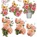3D-Découpage-Motive, Blumen, Blatt 21x30 cm, 4 Bl./ 1 Pck