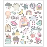Sticker, Baby Girl, Blatt 15x16,5 cm, ca. 30 Stk, 1 Bl.