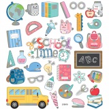 Sticker, Schule beginnt wieder, Blatt 15x16,5 cm, ca. 32 Stk, 1 Bl.