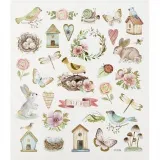 Sticker, Frühling und Ostern, Blatt 15x16,5 cm, ca. 34 Stk, 1 Bl.