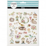 Sticker, Frühling und Ostern, Blatt 15x16,5 cm, ca. 34 Stk, 1 Bl.