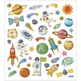 Sticker, Weltraum, Blatt 15x16,5 cm, ca. 41 Stk, 1 Bl.