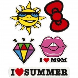 Weiche Aufkleber, I love mom, Blatt 12,2x17,75 cm, 1 Bl.