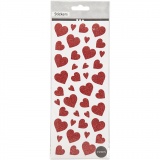 Sticker mit Glitter, Herzen, Blatt 10x24 cm, Rot, 2 Bl./ 1 Pck