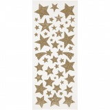 Sticker mit Glitter, Sterne, Blatt 10x24 cm, Gold, 2 Bl./ 1 Pck