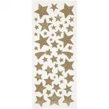 Glitzeraufkleber, Sterne, Blatt 10x24 cm, ca. 110 Stk, Gold, 2 Bl./ 1 Pck