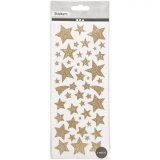 Sticker mit Glitter, Sterne, Blatt 10x24 cm, Gold, 2 Bl./ 1 Pck