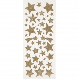 Sticker mit Glitter, Sterne, Blatt 10x24 cm, Gold, 2 Bl./ 1 Pck
