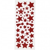 Sticker mit Glitter, Sterne, Blatt 10x24 cm, Rot, 2 Bl./ 1 Pck