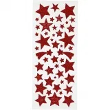 Glitzeraufkleber, Sterne, Blatt 10x24 cm, ca. 110 Stk, Rot, 2 Bl./ 1 Pck