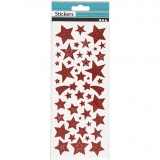 Sticker mit Glitter, Sterne, Blatt 10x24 cm, Rot, 2 Bl./ 1 Pck
