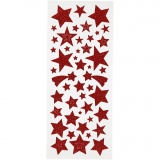 Sticker mit Glitter, Sterne, Blatt 10x24 cm, Rot, 2 Bl./ 1 Pck