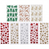 Sticker mit Glitter, Blatt 10x24+12x18,5 cm, 8 Bl./ 1 Pck