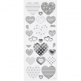 Stickers, Herzen, Blatt 10x24 cm, Silber, 1 Bl.