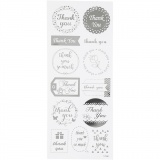 Sticker mit Sternen, Thank you, Blatt 10x24 cm, Silber, 1 Bl.