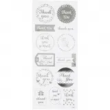Sticker mit Sternen, Thank you, Blatt 10x24 cm, ca. 13 Stk, Silber, 1 Bl.