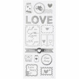 Sticker mit Sternen, Love, 10x24 cm, Silber, 1 Bl.