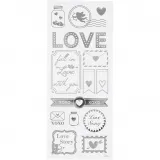 Sticker mit Sternen, Love, Blatt 10x24 cm, ca. 14 Stk, Silber, 1 Bl.