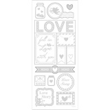 Sticker mit Sternen, Love, 10x24 cm, Silber, 1 Bl.