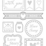 Sticker mit Sternen, Love, 10x24 cm, Silber, 1 Bl.