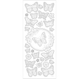 Sticker mit Sternen, Schmetterling, Blatt 10x24 cm, Silber, 1 Bl.