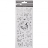 Sticker mit Sternen, Schmetterling, 10x24 cm, Silber, 1 Bl.