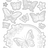 Sticker mit Sternen, Schmetterling, Blatt 10x24 cm, Silber, 1 Bl.