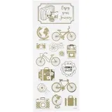Sticker 'Thank you', Rund um die Welt, Blatt 10x24 cm, ca. 15 Stk, Gold, 1 Bl.
