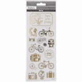 Sticker 'Thank you', Rund um die Welt, Blatt 10x24 cm, Gold, 1 Bl.