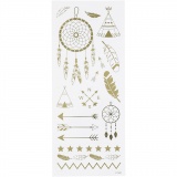 Sticker Thank you, Indianer-Motive, Blatt 10x24 cm, Gold, 1 Bl.