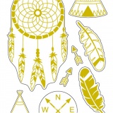 Sticker 'Thank you', Indianer-Motive, Blatt 10x24 cm, Gold, 1 Bl.
