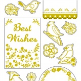 Sticker 'Thank you', Vögel, Blatt 10x24 cm, Gold, 1 Bl.